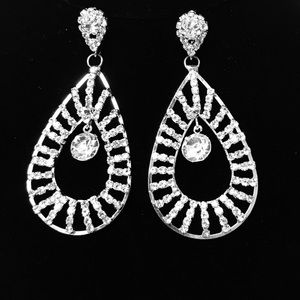 Clear Crystal & Rhinestone Teardrop Earrings